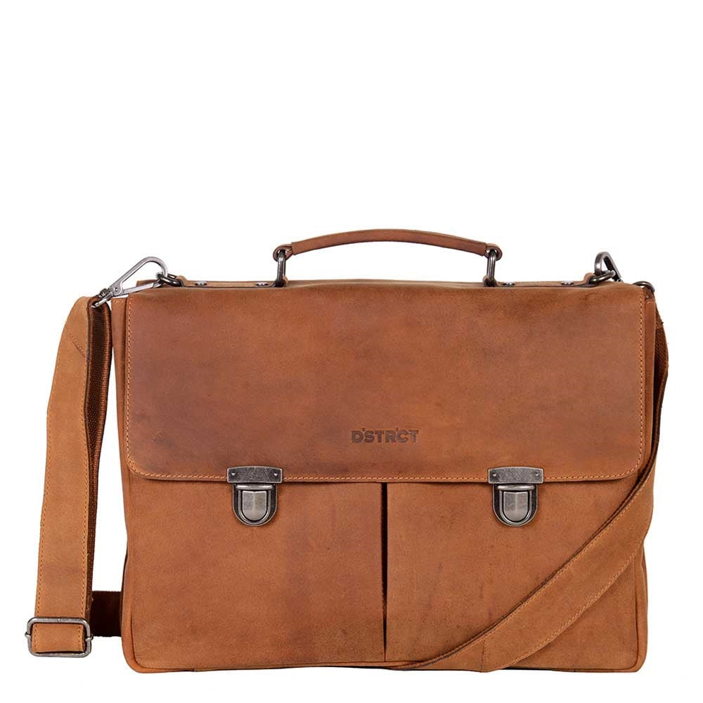 DSTRCT Wall Street Aktetas 15,6 inch cognac